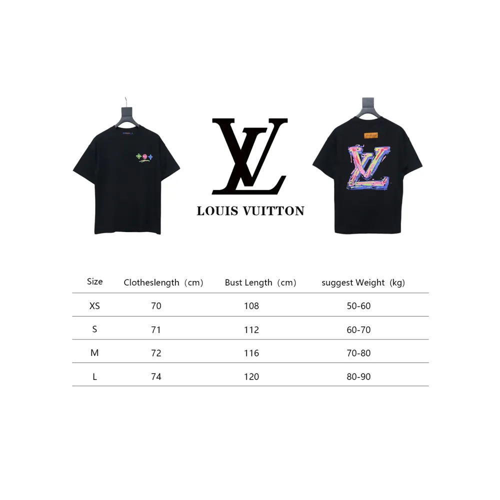 Louis Vuitton 25ss painted graffiti large logo print short sleeve T-shirt black