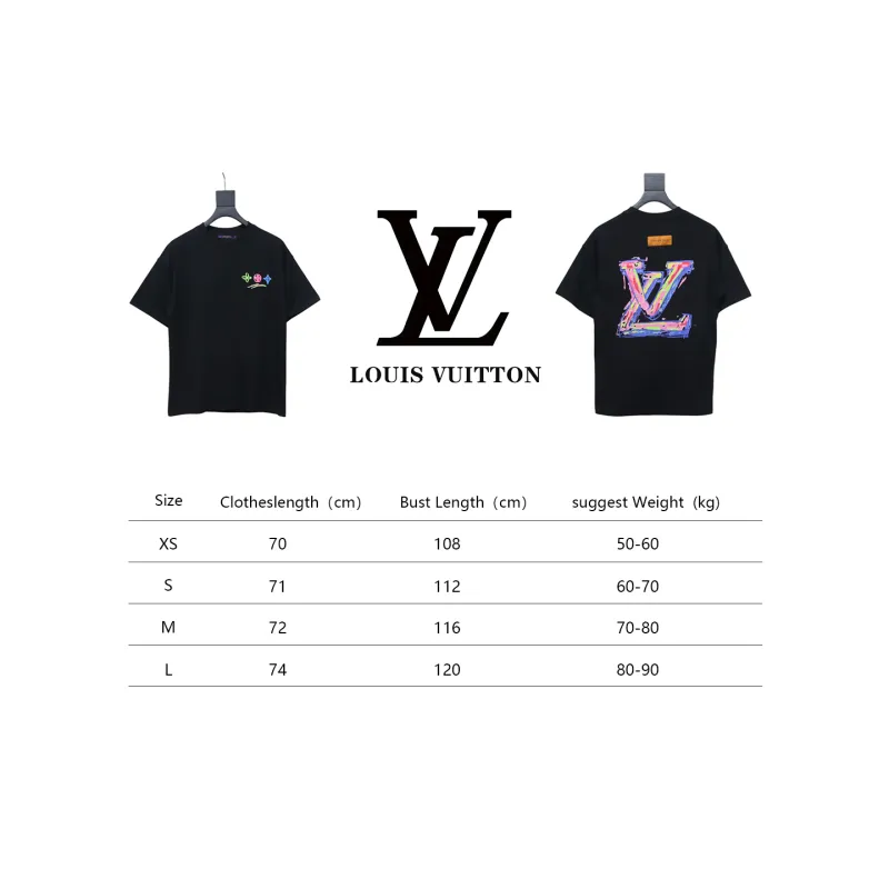 Louis Vuitton 25ss painted graffiti large logo print short sleeve T-shirt black