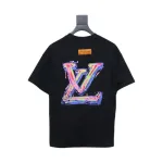 Louis Vuitton 25ss painted graffiti large logo print short sleeve T-shirt black