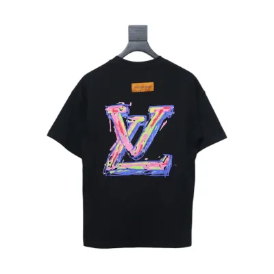 Louis Vuitton 25ss painted graffiti large logo print short sleeve T-shirt black 02