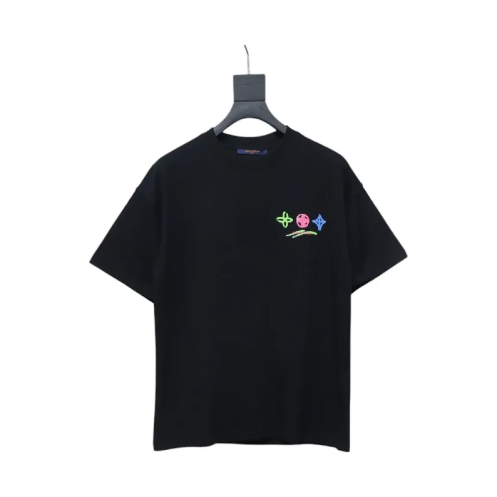 Louis Vuitton 25ss painted graffiti large logo print short sleeve T-shirt black