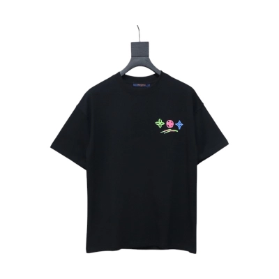 Louis Vuitton 25ss painted graffiti large logo print short sleeve T-shirt black 01