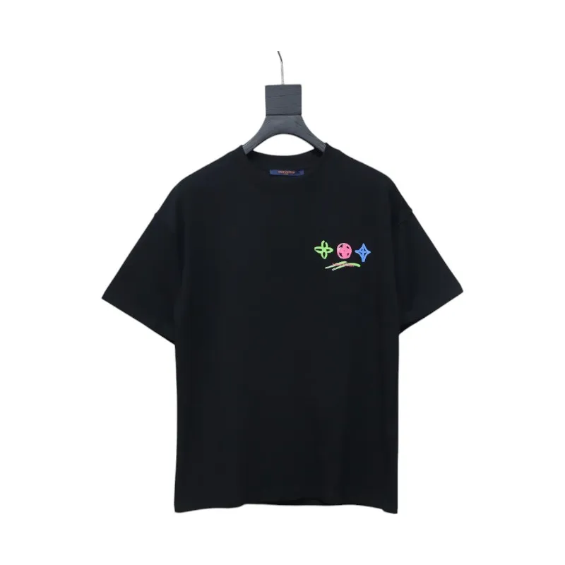 Louis Vuitton 25ss painted graffiti large logo print short sleeve T-shirt black
