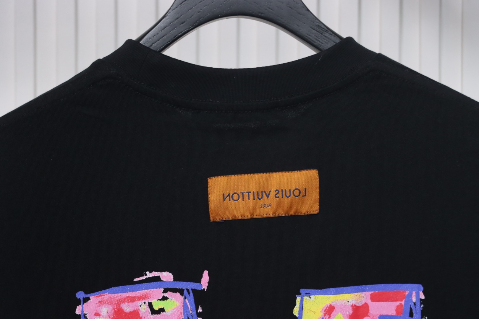 Louis Vuitton 25ss painted graffiti large logo print short sleeve T-shirt black