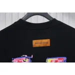 Louis Vuitton 25ss painted graffiti large logo print short sleeve T-shirt black