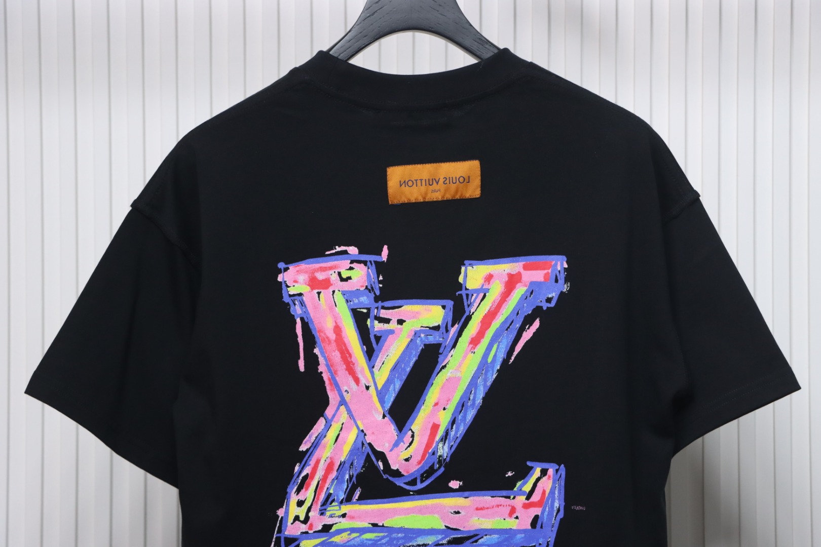 Louis Vuitton 25ss painted graffiti large logo print short sleeve T-shirt black