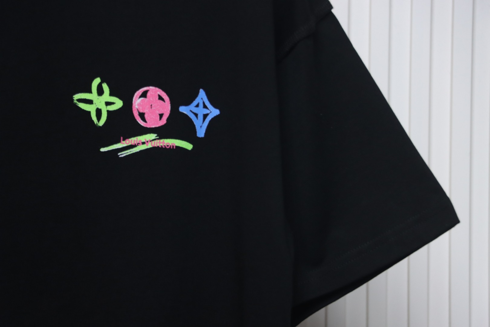 Louis Vuitton 25ss painted graffiti large logo print short sleeve T-shirt black