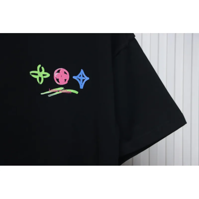 Louis Vuitton 25ss painted graffiti large logo print short sleeve T-shirt black
