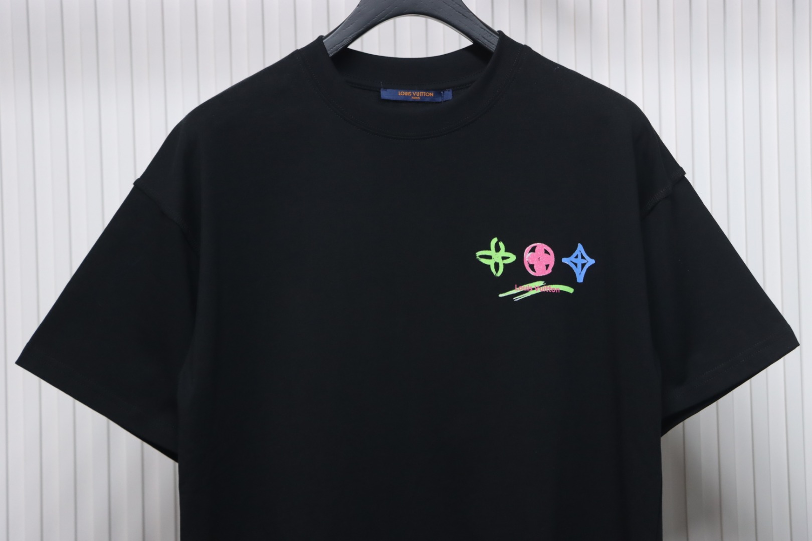 Louis Vuitton 25ss painted graffiti large logo print short sleeve T-shirt black