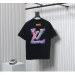 Louis Vuitton 25ss painted graffiti large logo print short sleeve T-shirt black