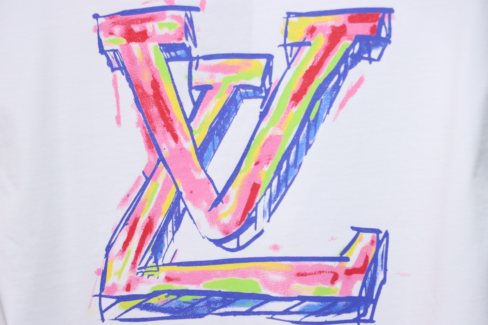 Louis Vuitton 25ss painted graffiti large logo print short sleeve T-shirt White