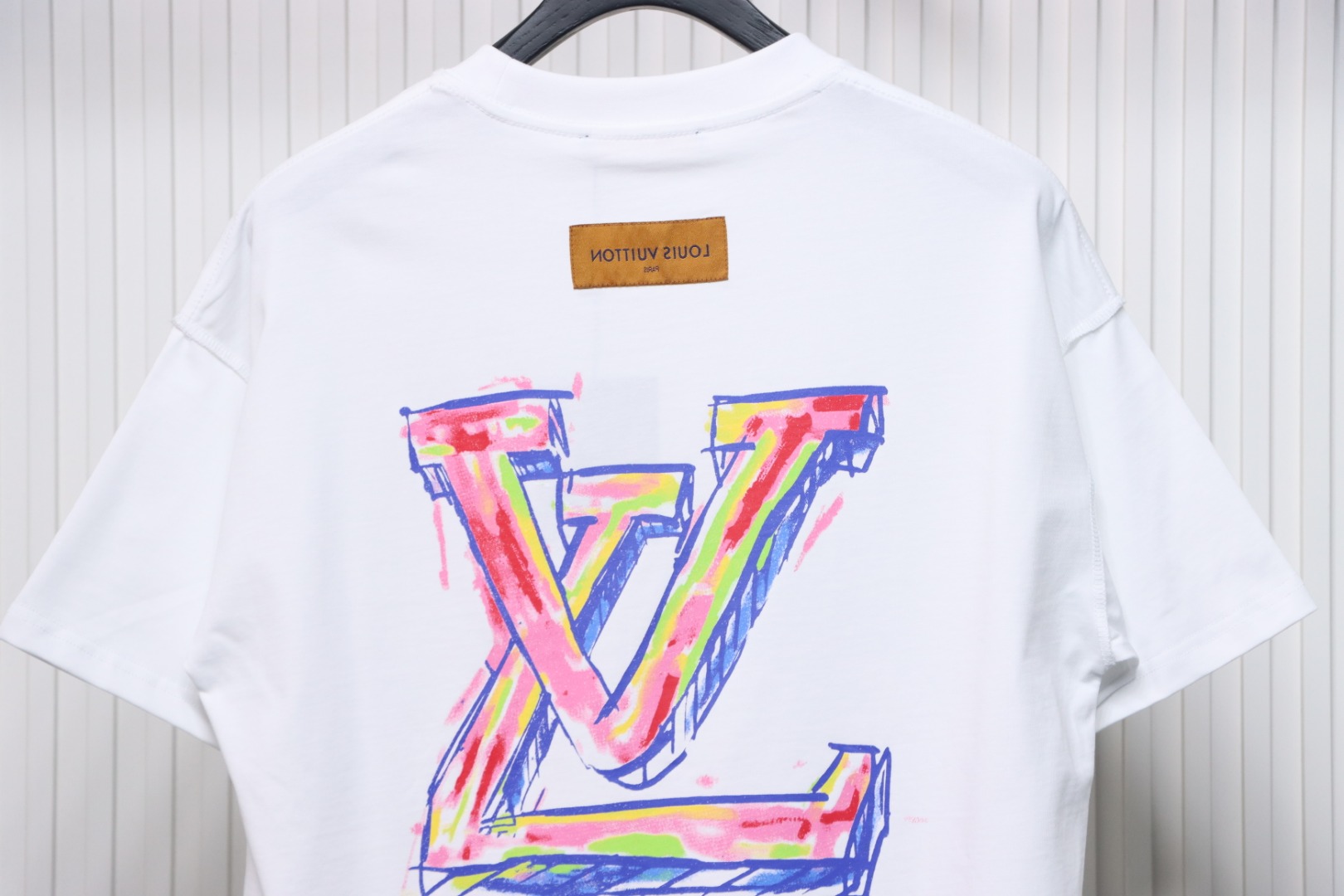 Louis Vuitton 25ss painted graffiti large logo print short sleeve T-shirt White