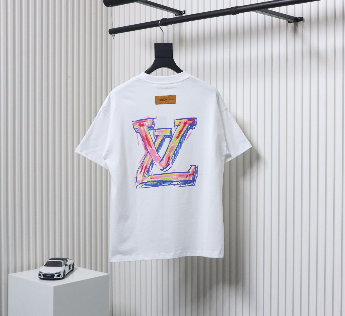 Louis Vuitton 25ss painted graffiti large logo print short sleeve T-shirt White