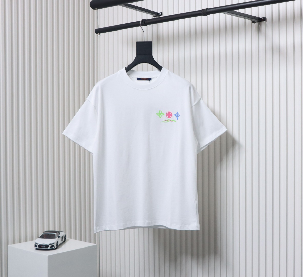 Louis Vuitton 25ss painted graffiti large logo print short sleeve T-shirt White