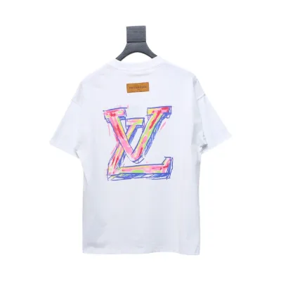 Louis Vuitton 25ss painted graffiti large logo print short sleeve T-shirt White 02