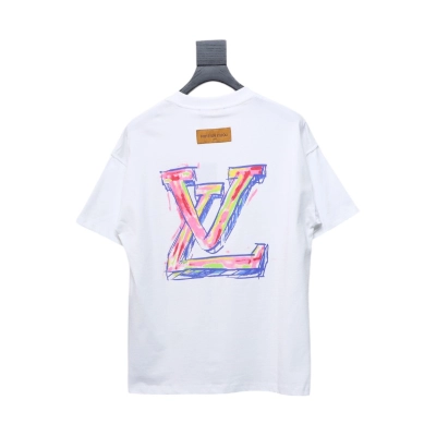 Louis Vuitton 25ss painted graffiti large logo print short sleeve T-shirt White 02