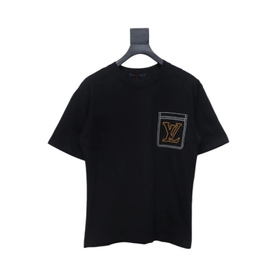 Louis Vuitton 25ss Pocket Old Flower Line Embroidery Short Sleeve black 01
