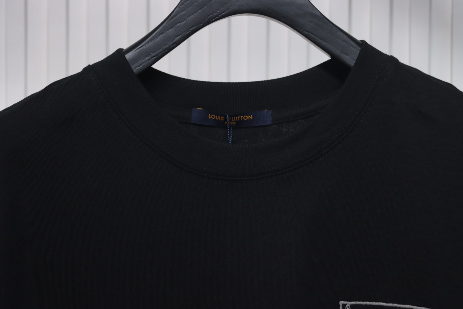 Louis Vuitton 25ss Pocket Old Flower Line Embroidery Short Sleeve black