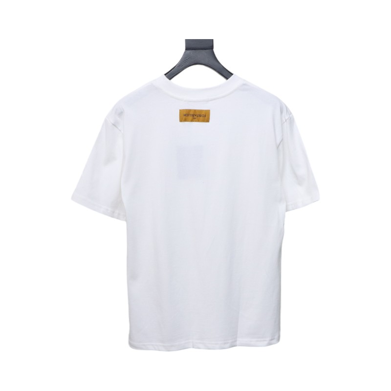 Louis Vuitton 25ss Pocket Old Flower Line Embroidery Short Sleeve White