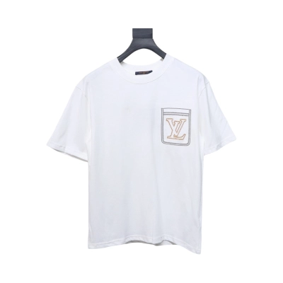 Louis Vuitton 25ss Pocket Old Flower Line Embroidery Short Sleeve White 01