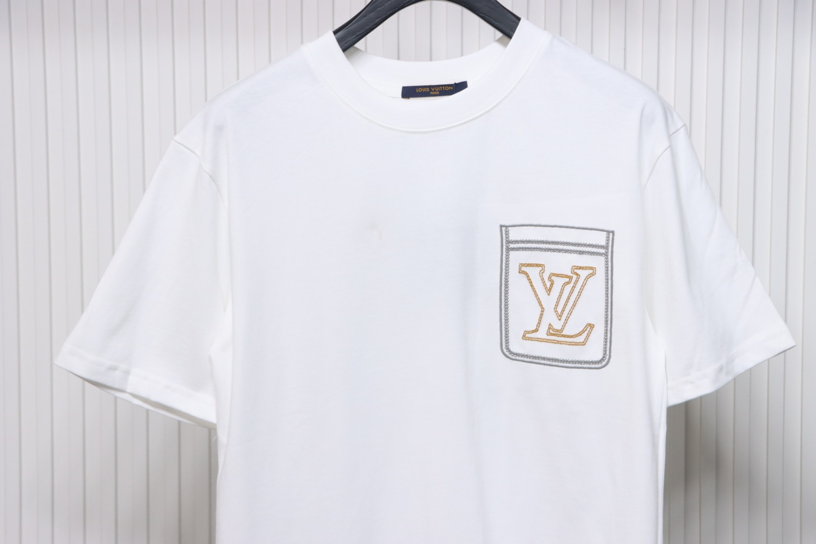 Louis Vuitton 25ss Pocket Old Flower Line Embroidery Short Sleeve White