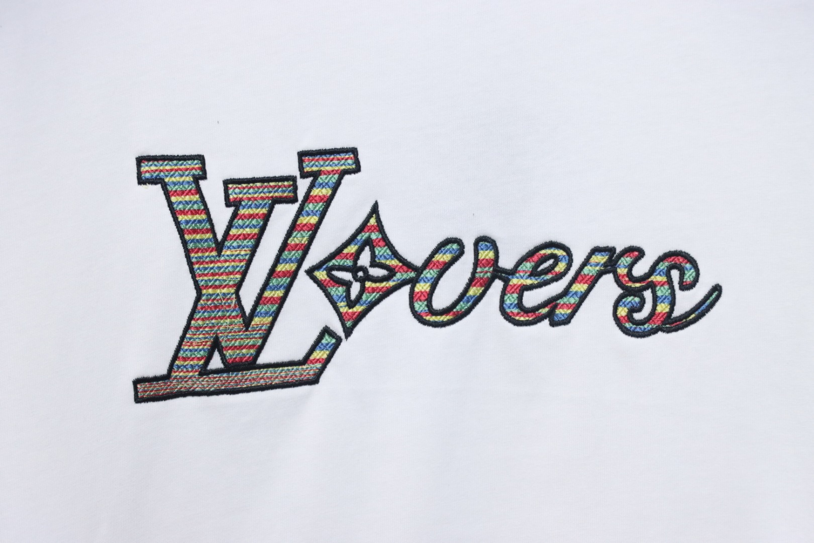 Louis Vuitton 25ss Rainbow Braid Embroidered Short Sleeve White