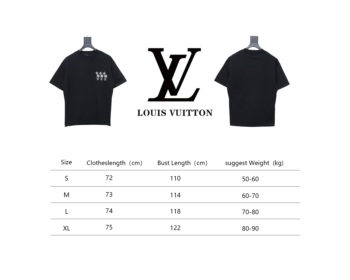 Louis Vuitton 25ss three flower embroidered lettering short-sleeved T-shirt black