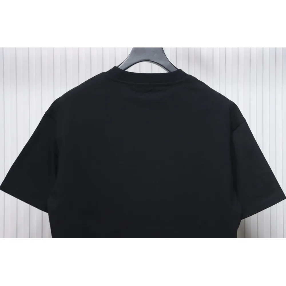 Louis Vuitton 25ss three flower embroidered lettering short-sleeved T-shirt black