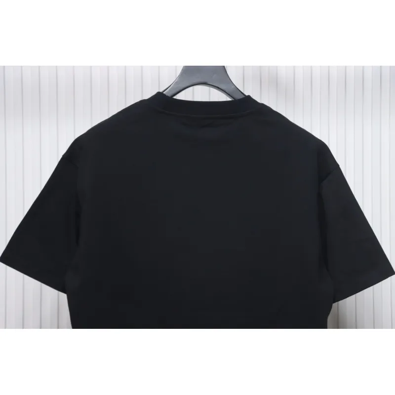 Louis Vuitton 25ss three flower embroidered lettering short-sleeved T-shirt black