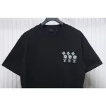 Louis Vuitton 25ss three flower embroidered lettering short-sleeved T-shirt black