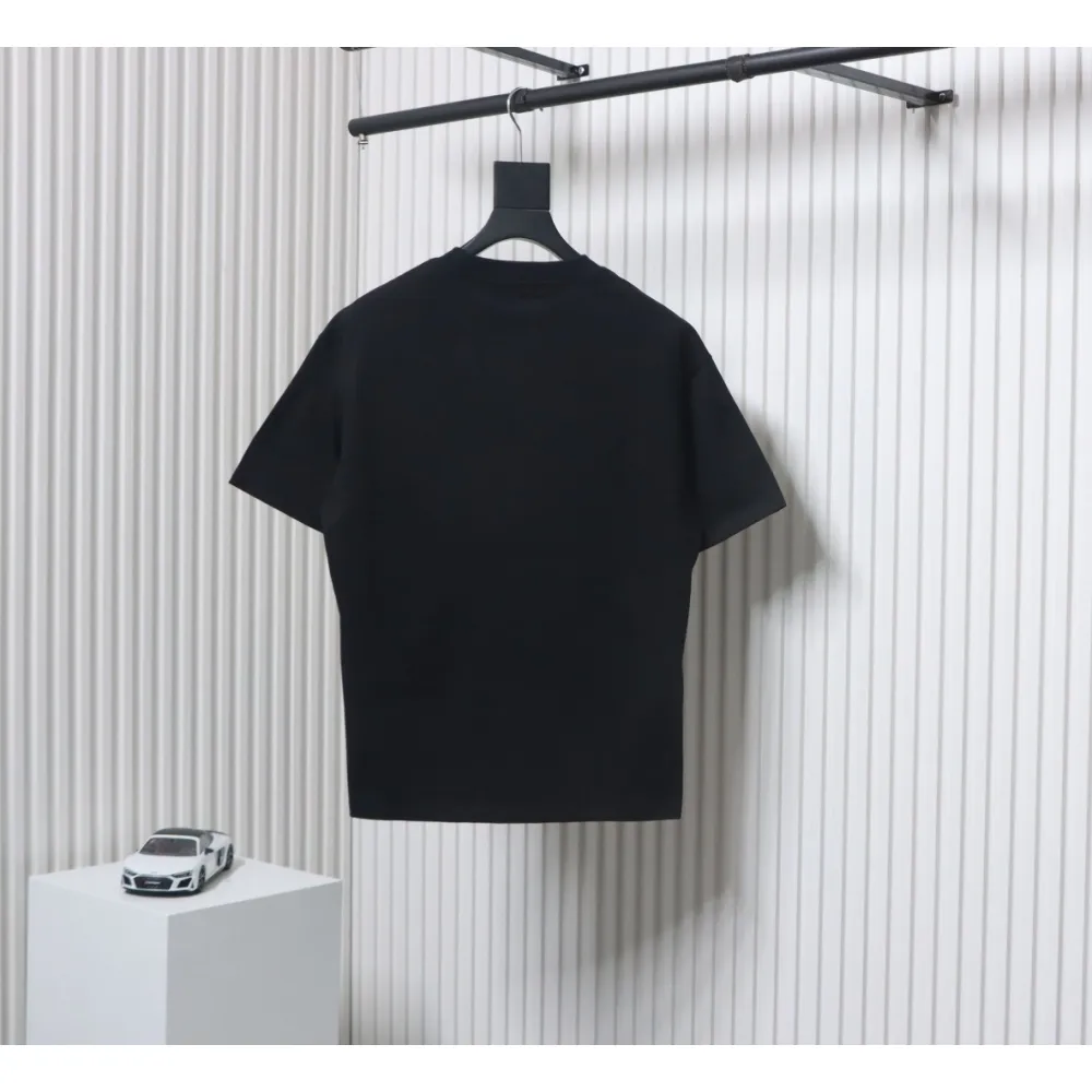 Louis Vuitton 25ss three flower embroidered lettering short-sleeved T-shirt black