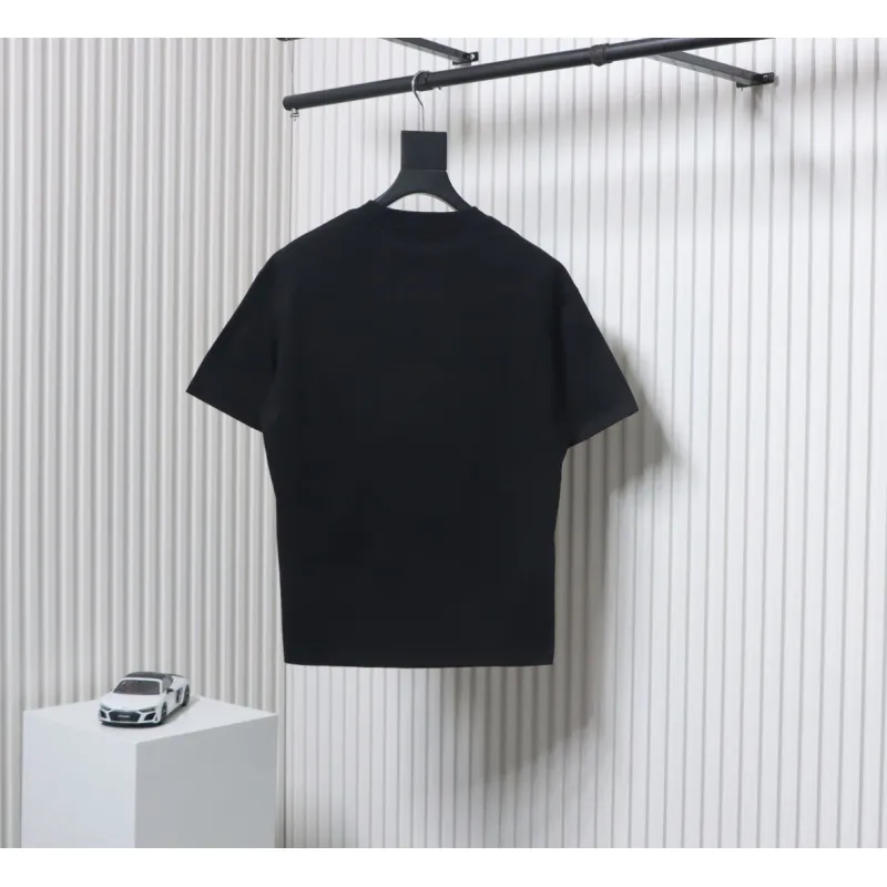 Louis Vuitton 25ss three flower embroidered lettering short-sleeved T-shirt black