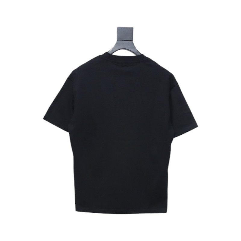 Louis Vuitton 25ss three flower embroidered lettering short-sleeved T-shirt black