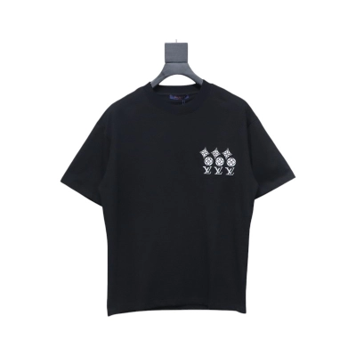 Louis Vuitton 25ss three flower embroidered lettering short-sleeved T-shirt black 01