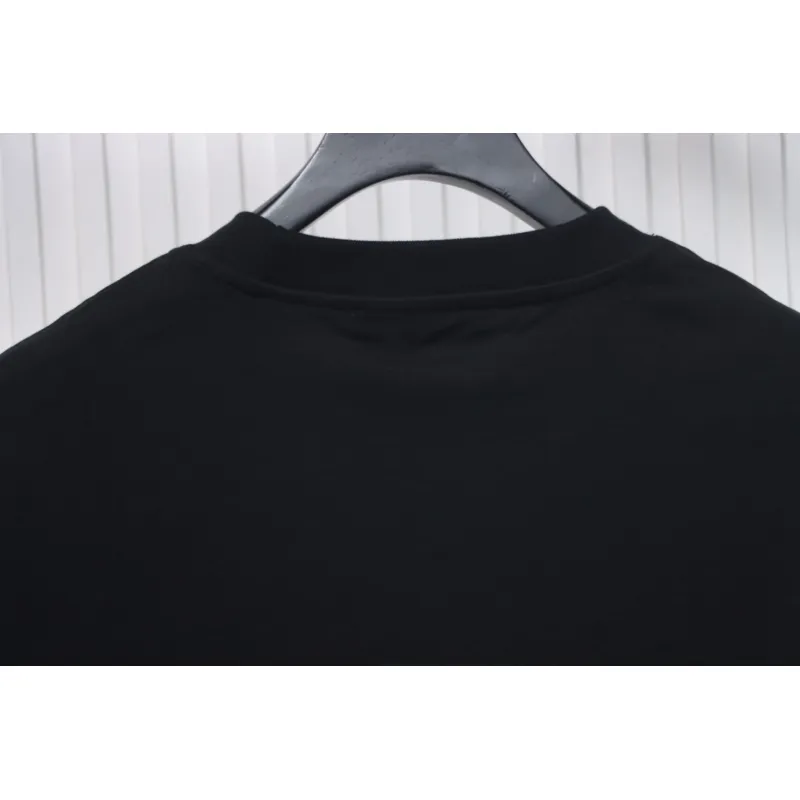 Louis Vuitton 25ss three flower embroidered lettering short-sleeved T-shirt black