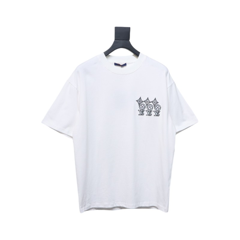 Louis Vuitton 25ss three flower embroidered lettering short-sleeved T-shirt White