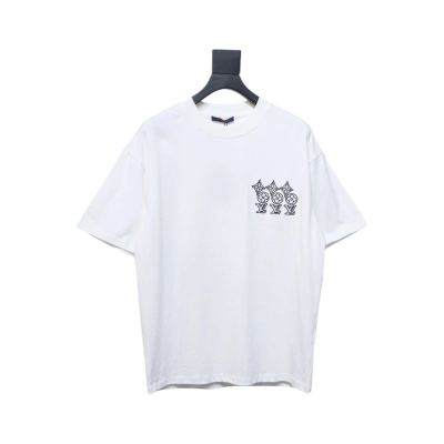 Louis Vuitton 25ss three flower embroidered lettering short-sleeved T-shirt White 01
