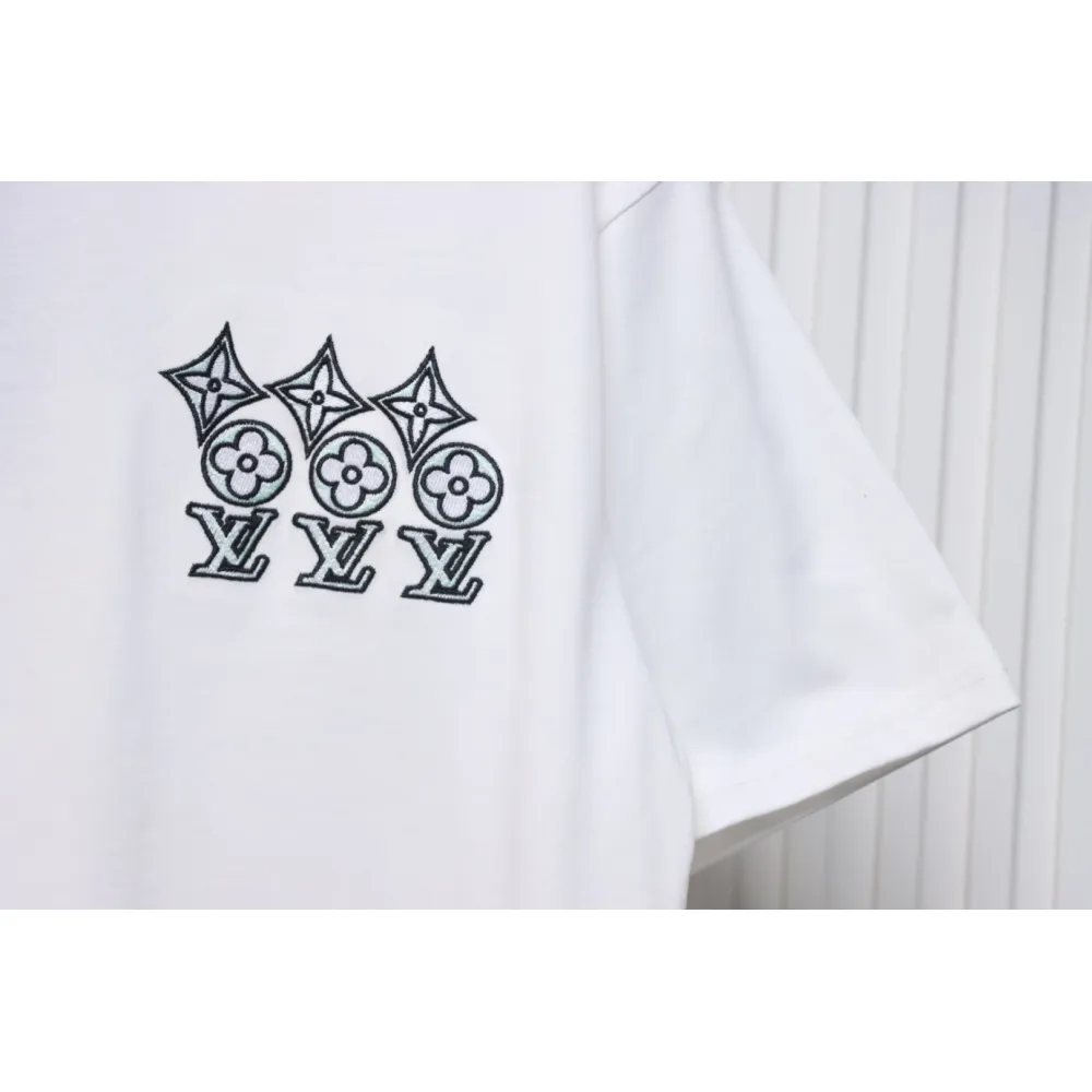 Louis Vuitton 25ss three flower embroidered lettering short-sleeved T-shirt White