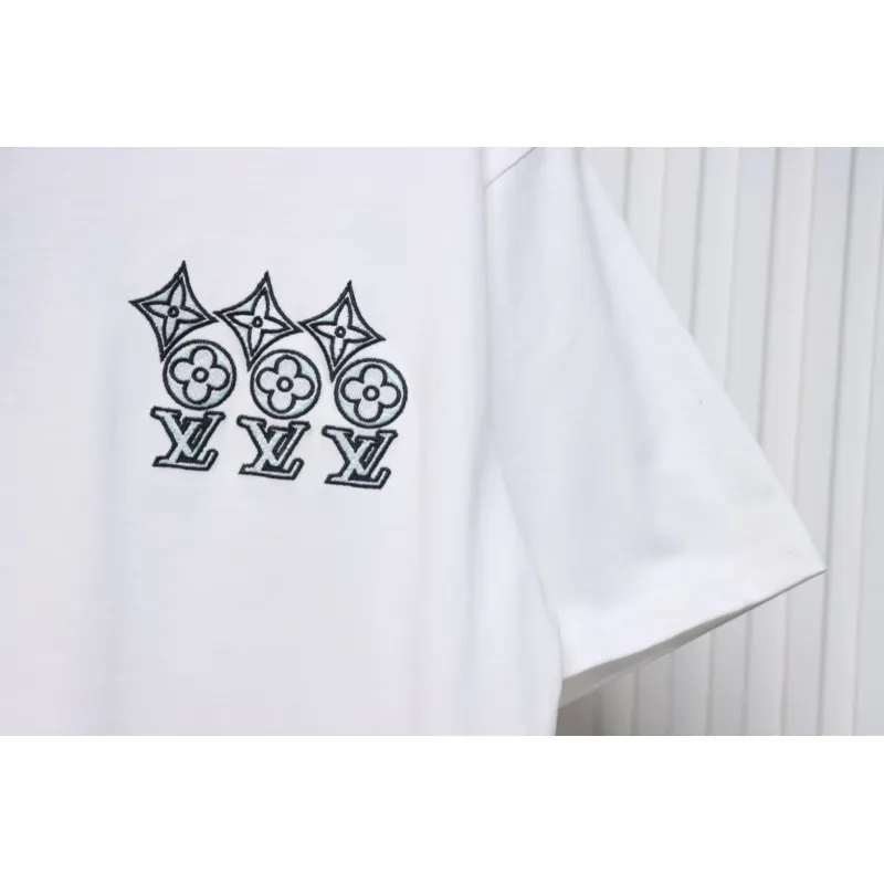 Louis Vuitton 25ss three flower embroidered lettering short-sleeved T-shirt White
