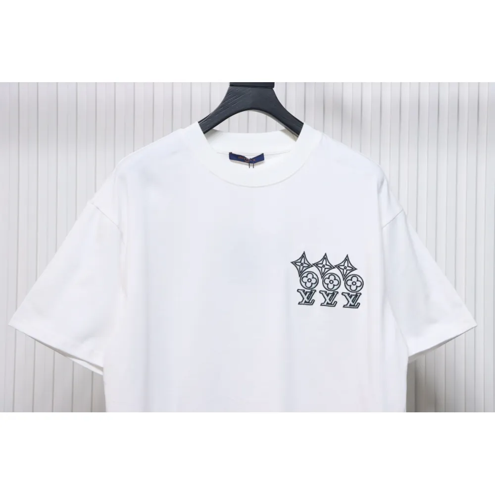 Louis Vuitton 25ss three flower embroidered lettering short-sleeved T-shirt White