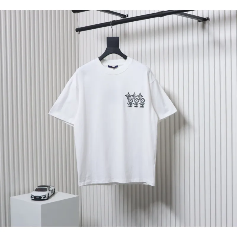 Louis Vuitton 25ss three flower embroidered lettering short-sleeved T-shirt White