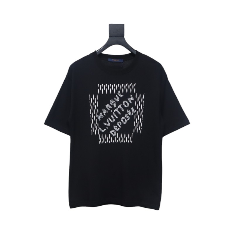 Louis Vuitton ✖ Pharrell joint handmade pearl embroidered short-sleeved T-shirt black