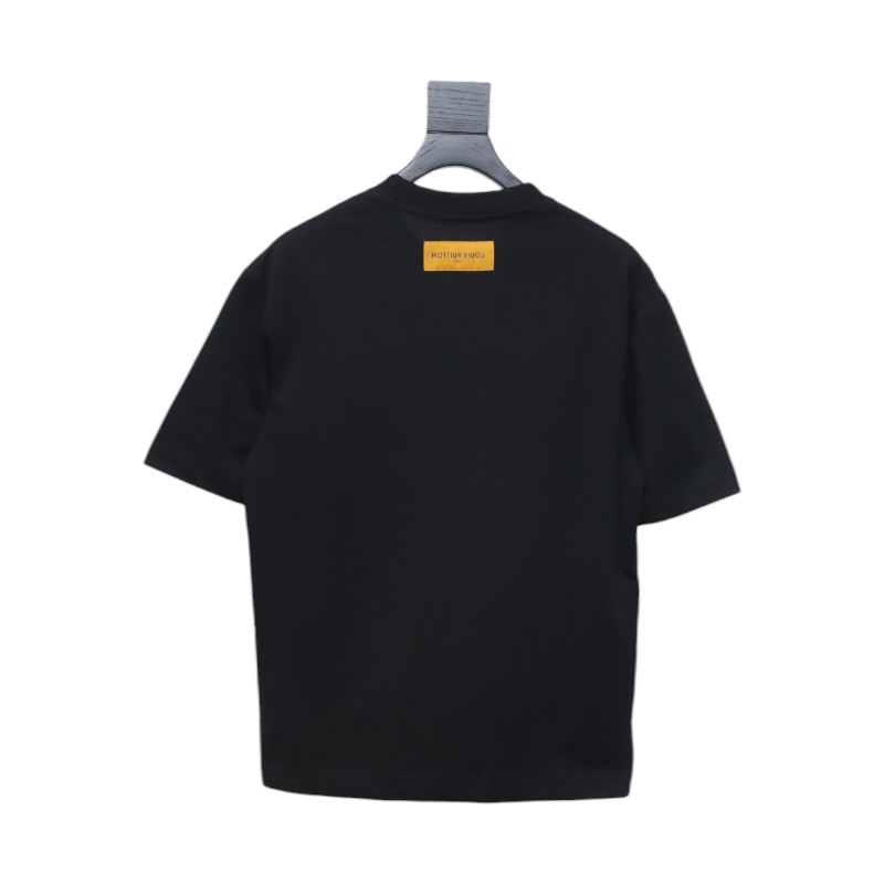 Louis Vuitton airplane print letter logo short sleeve black