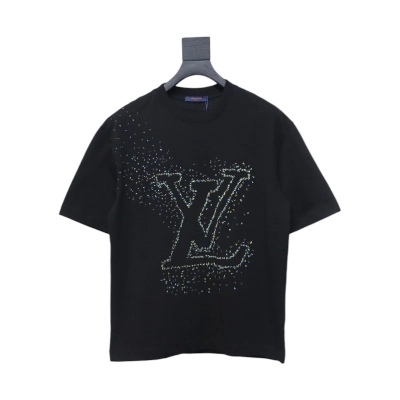Louis Vuitton airplane print letter logo short sleeve black 01
