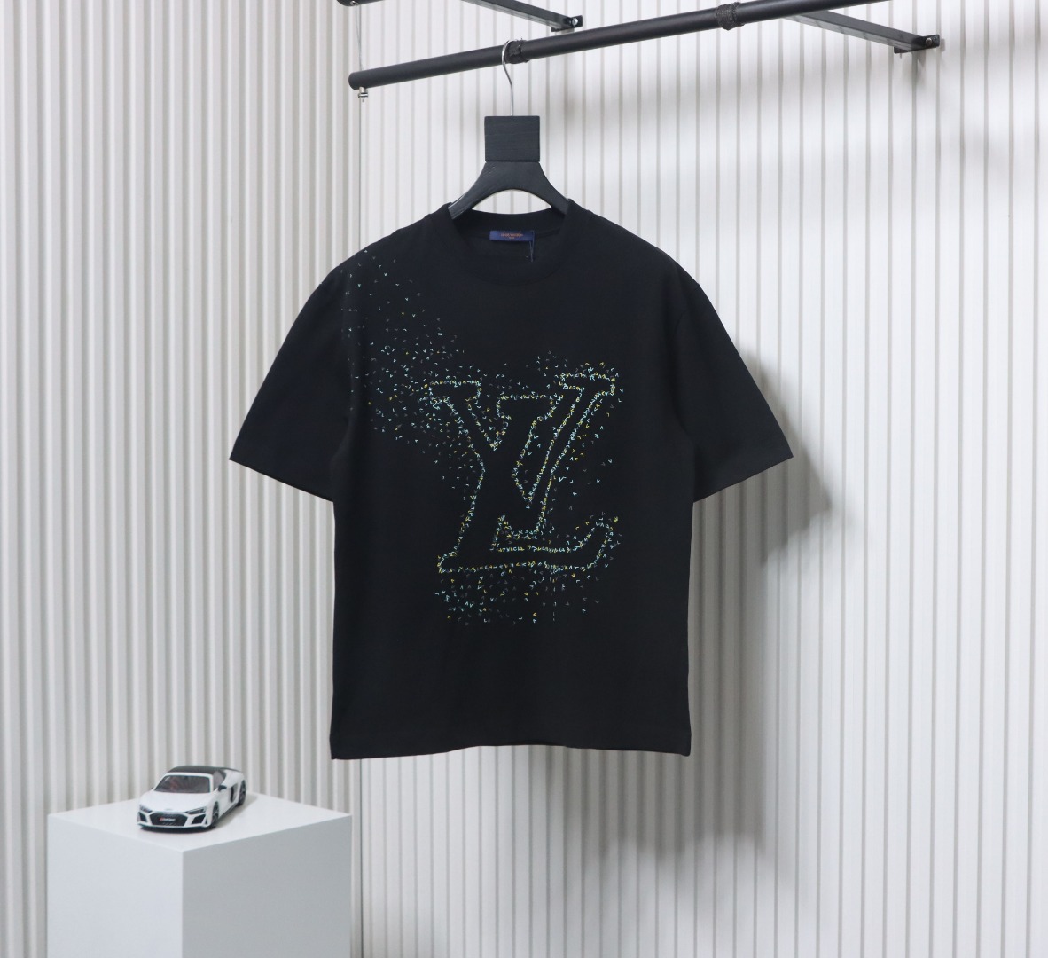 Louis Vuitton airplane print letter logo short sleeve black