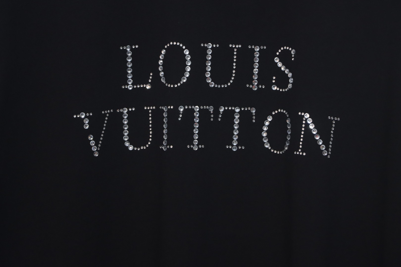 Louis Vuitton Classic Letter Rhinestone Short Sleeve Black