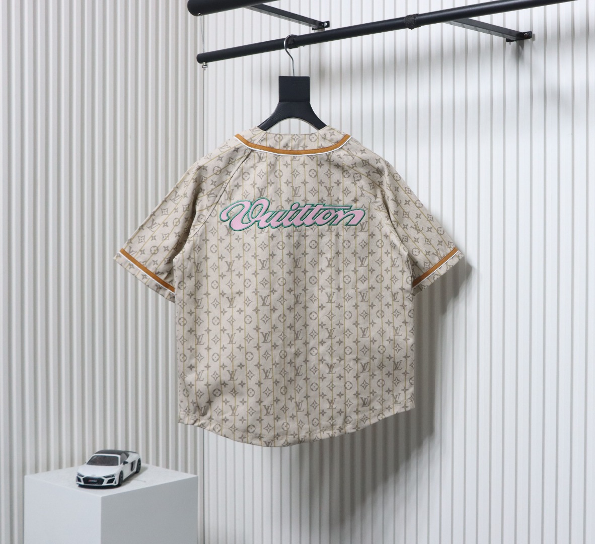 Louis Vuitton collarless all-over jacquard cardigan short-sleeved jacket