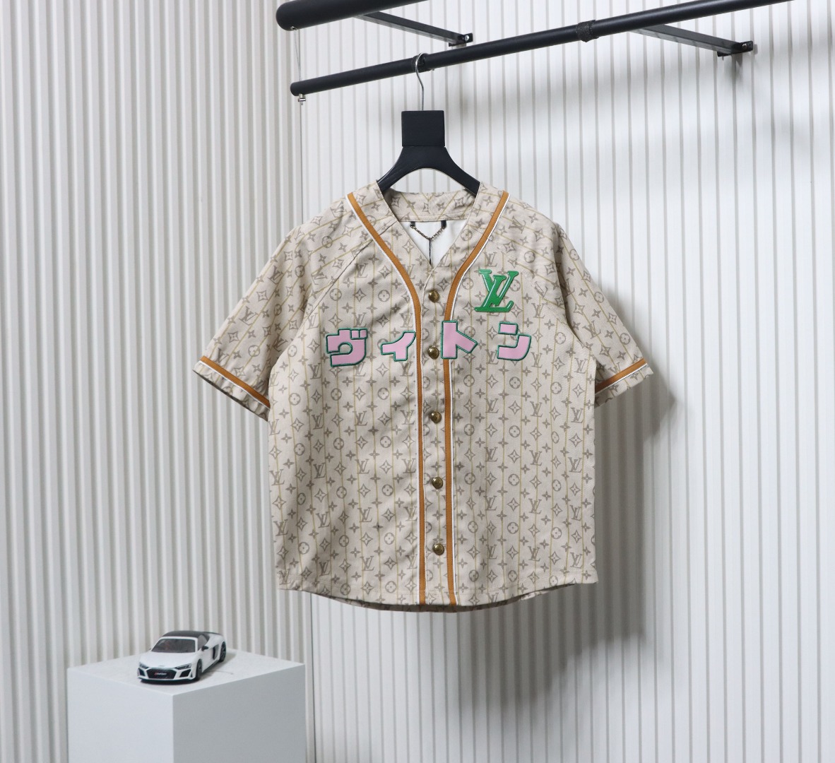 Louis Vuitton collarless all-over jacquard cardigan short-sleeved jacket