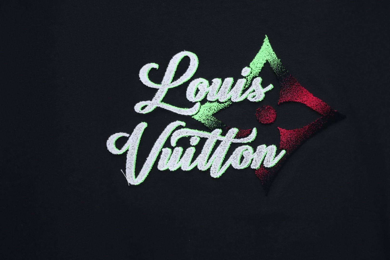 Louis Vuitton Colorful Gradient Logo Toothbrush Embroidered Short Sleeve T-shirt Black