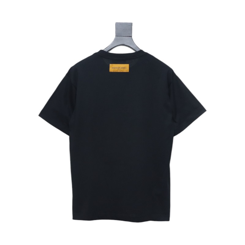 Louis Vuitton Colorful Gradient Logo Toothbrush Embroidered Short Sleeve T-shirt Black